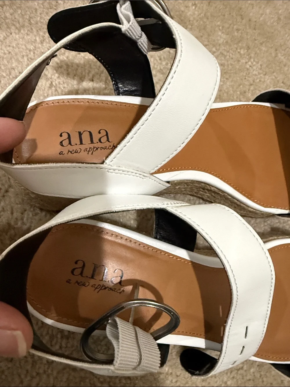 a.n.a White Espadrille Platform Sandals with Silver Buckle